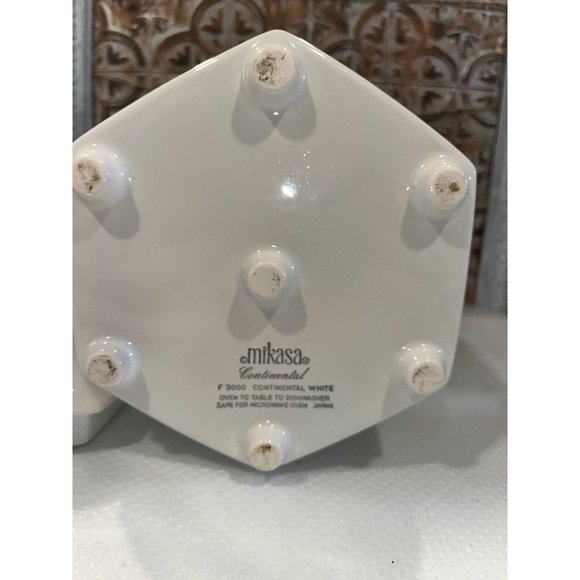 Mikasa Continental White  Hexagon Shaped Tea Pot Brass Handle Vintage - Picture 8 of 12